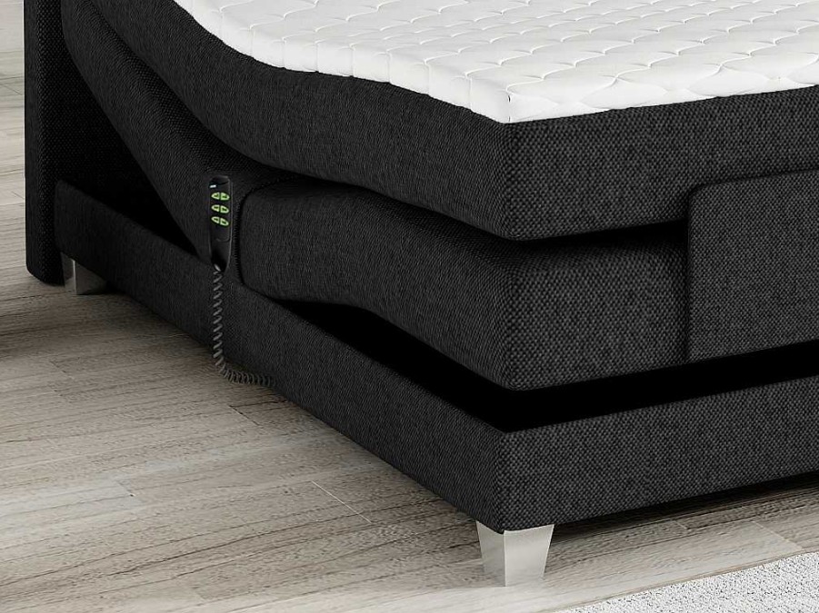 Cama Articulada | Palacio Conjunto Boxspring Cabeceira De Cama + Sommier De Relaxamento Eletrico + Colchao + Sobrecolchao Castel Da Palacio - 2X90X200 Cm - Tecido Antracite