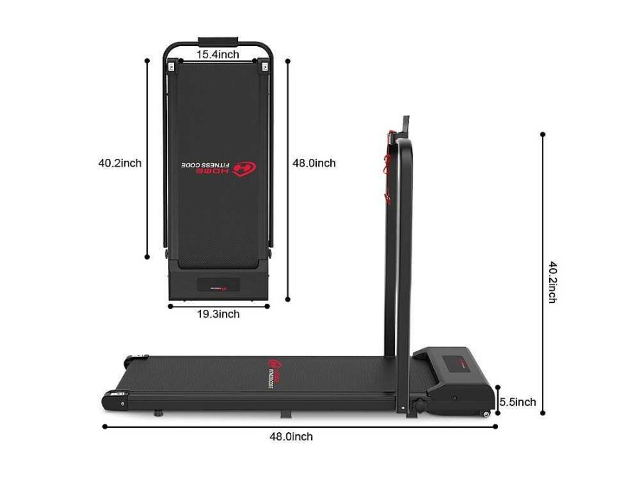 Fitness | Vente-unique 2 Em 1 Esteira Dobravel Eletrica Com Quadro Reforcado Com Tela Lcd Para O Escritorio Em Casa