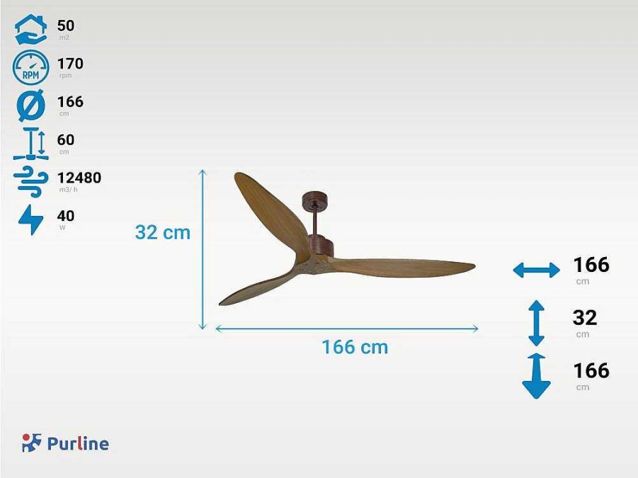 Ventilador | Purline Ventilador De Tecto O166 Cm Com Hipersilencio Wifi Reversivel