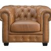 Poltrona Em Pele | LINEA SOFA Poltrona Chesterfield Brenton 100% Pele De Bufalo Superior Cor Caramelo Vintage