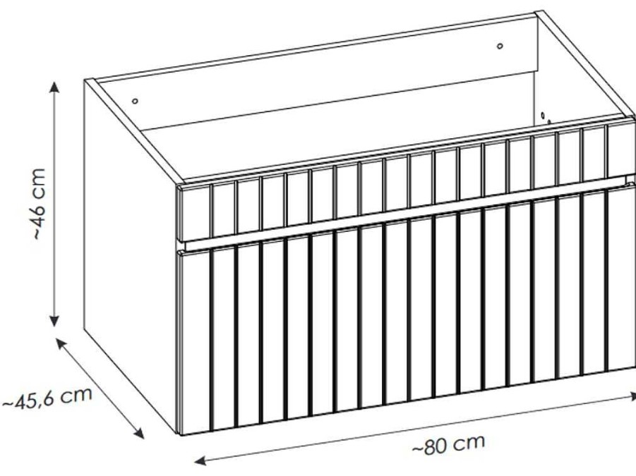 Movel Lavatorio Individual | Vente-unique Movel De Casa De Banho Suspenso Estriado Cor-De-Rosa Com Lavatorio De Encastrar 80 Cm - Satara