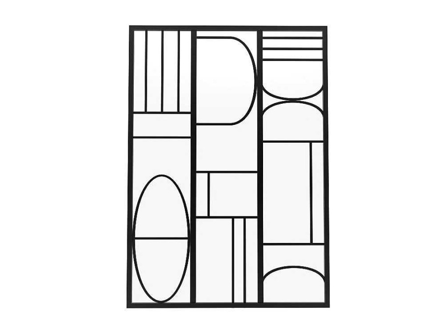 Divisoria De Ambiente | Vente-unique Divisoria De Atelier Aluminio Termolacado Estilo Art Deco 90X130 Cm, Preto - Coubarta