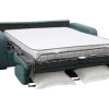 Sofa Cama De Abertura Rapida | Vente-unique Sofa De 3 Lugares Convertivel De Abertura Rapida Em Tecido Cor Azul Bevis - Colchao De 14 Cm