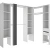 Armario E Roupeiro | Vente-unique Roupeiro De Canto Extensivel De C164/234 Cm Cor Branco E Cinza - Dorian