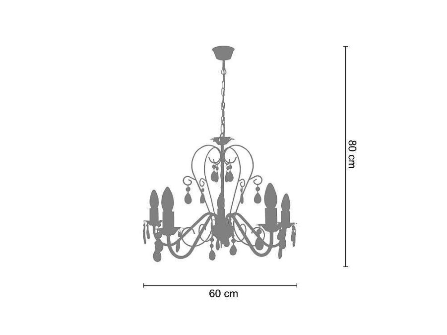 Lustre | TOSEL Lustre Tosel Pampilles Vidro Braco Transparente D55 X H90 Cm