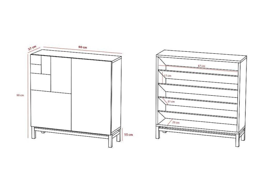 Sapateira | Herdasa Sapateiro/Movel Organizacao - H90Cm X L90Cm X P27Cm Carvalho Dourado Pernas Mostarda - Copenhague