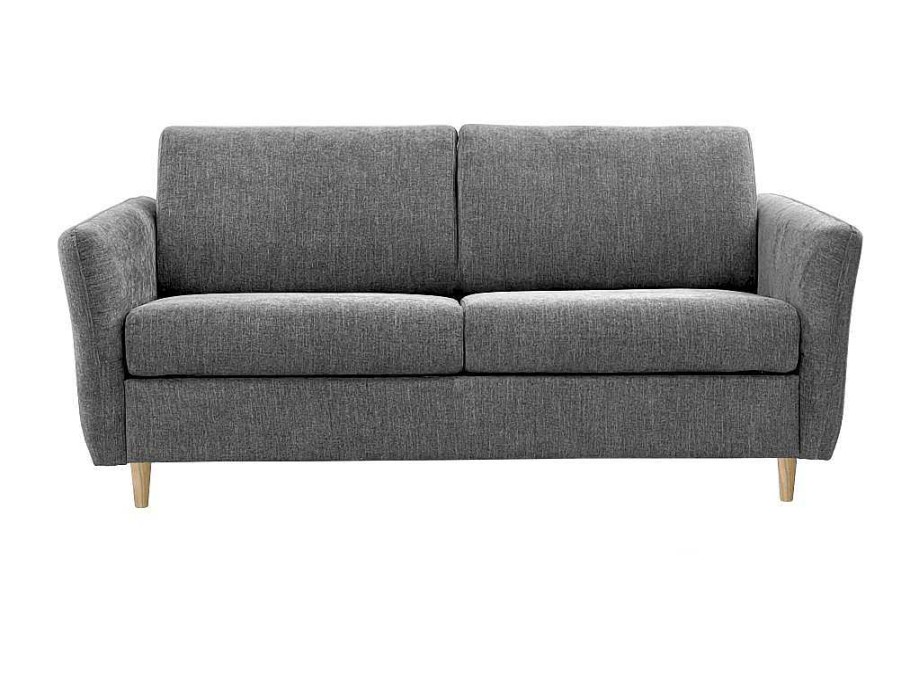 Sofa Cama De Abertura Rapida | Vente-unique Sofa De 3 Lugares Convertivel Abertura Rapida Tecido Matizado Cinza, Cama 140 Cm E Colchao 14 Cm - Arcadia