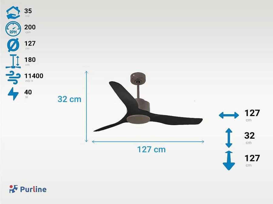 Ventilador | Purline Ventilador De Tecto Reversivel Termostato Regulavel Termostato Wifi Motor Dc Tectos Inclinados Controlo Remoto Adaptador De Luz De Tres Tons 2/3 Laminas Memoria Hipersilenciosa