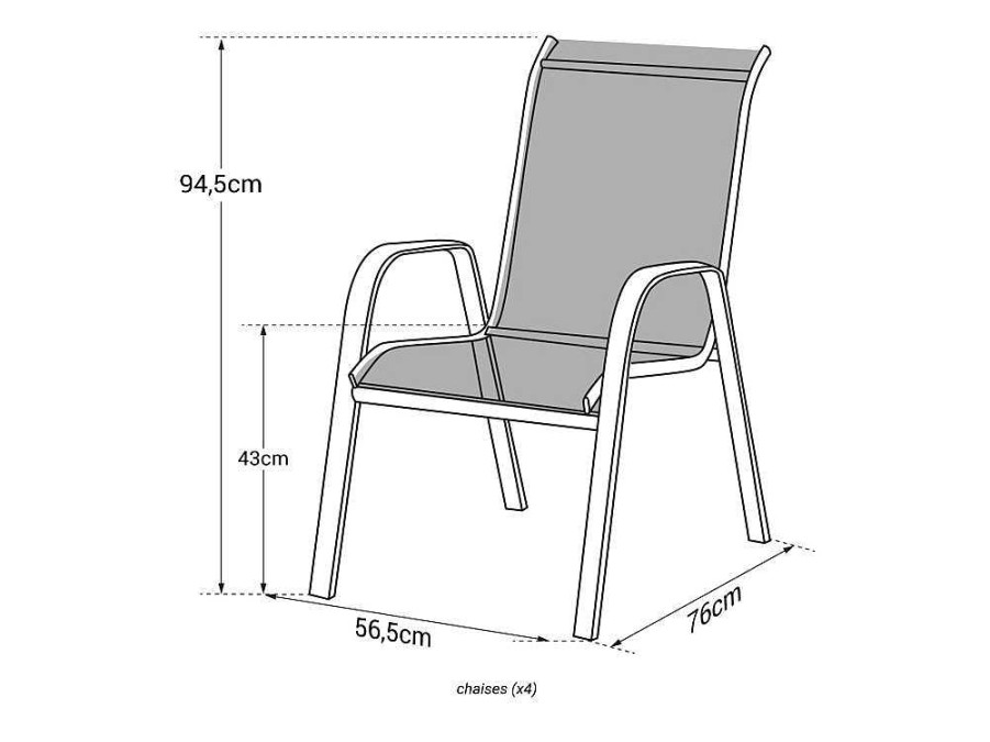 Conjunto Mesa E Cadeiras De Jardim | Happy Garden Conjunto De 4 Cadeiras Marbella Em Textilene Verde - Aluminio Branco