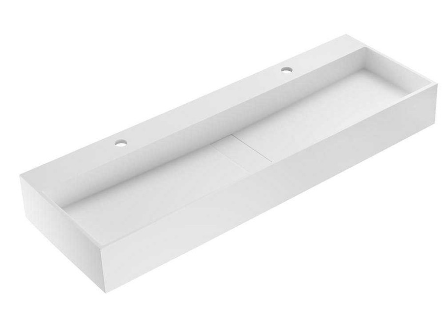 Movel De Parede Para Casa De Banho | Shower & Design Lavatorio Suspenso Em Solid Surface Cor Branco De C120 X L40 X A15 Cm - Yamdrok