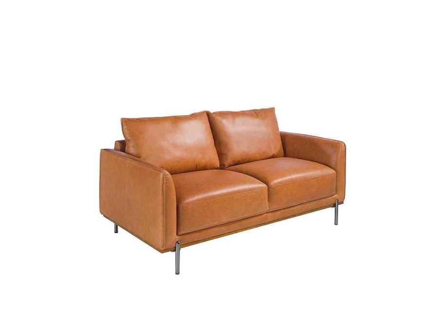 Sofa De 2 Ou 3 Lugares | Angel Cerda Sofa De 2 Assentos Em Pele De Vaca Castanha De Bufalo 6129