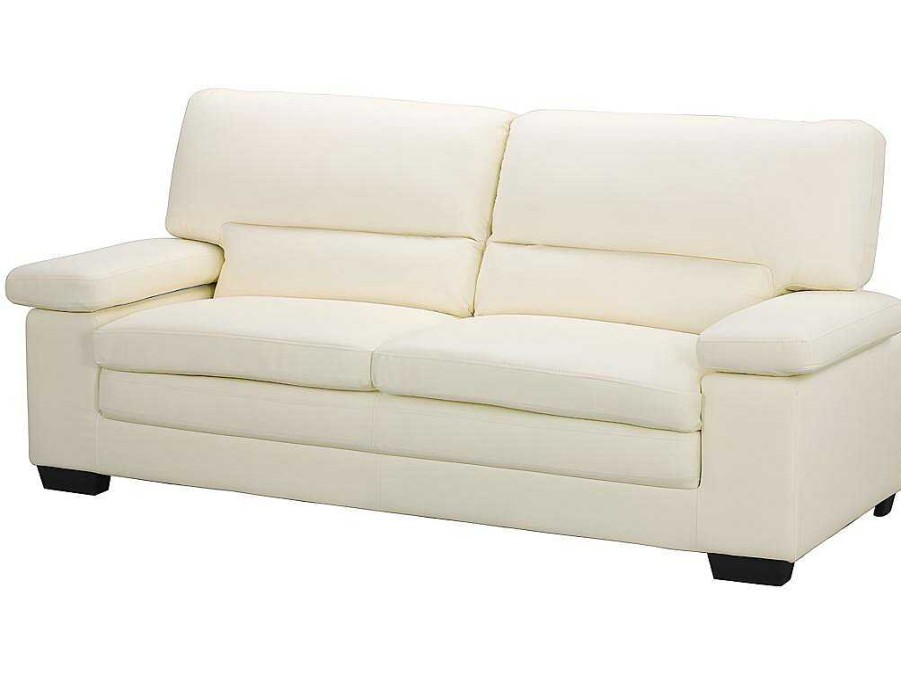 Conjunto De Sofa | Vente-unique Sofa De 3+2 Lugares Em Pele De Bufalo Cor Marfim - Mimas Ii