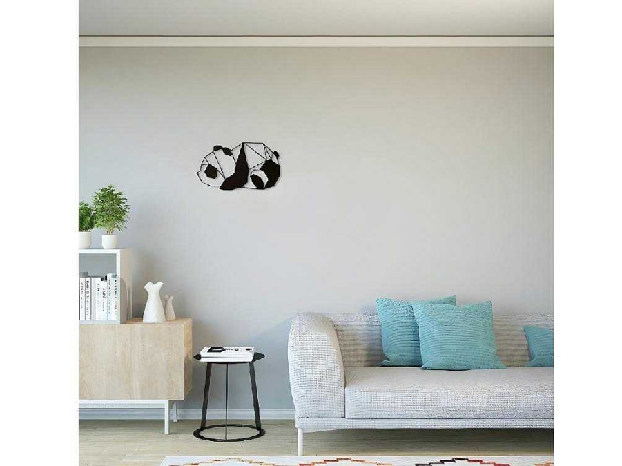 Placa De Parede Decorativa | EPIKASA Decoracao Metalica Panda 3, Preto, 52X1,5X31 Cm, Epikasa