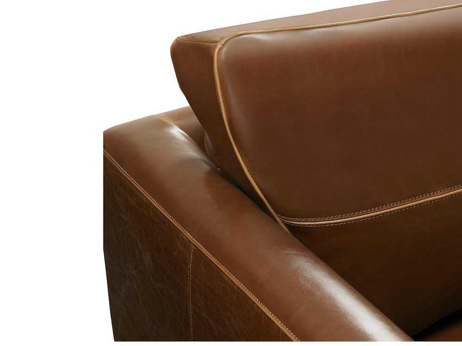 Sofa | Vente-unique Sofa De 3 Lugares Em Pele Envelhecida Castanho - Alegan