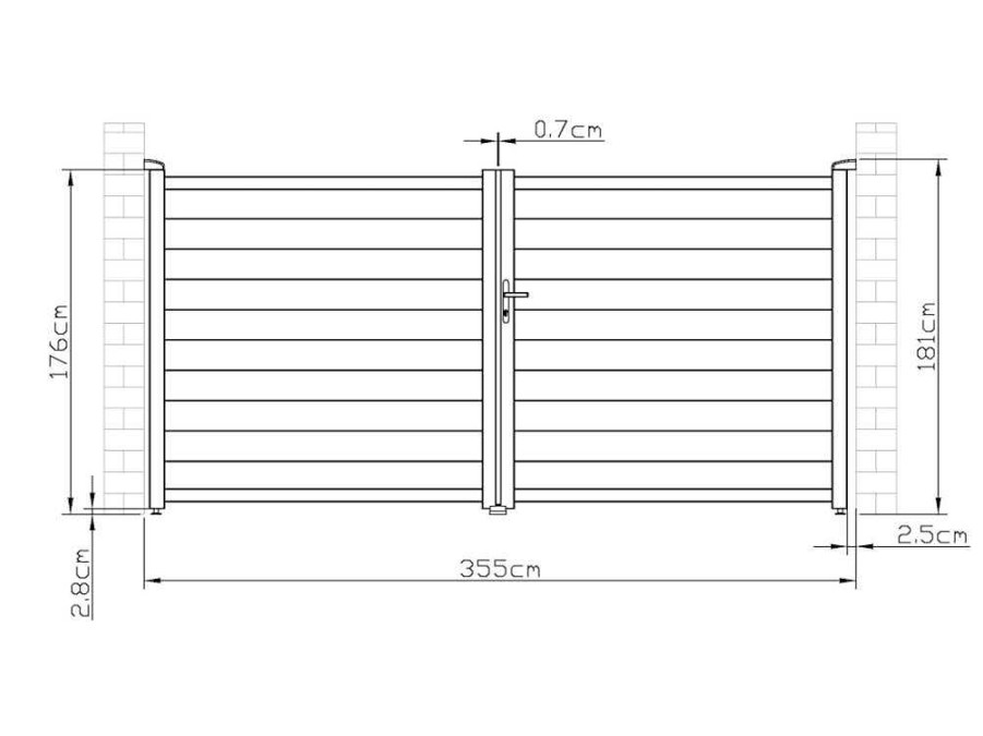 Porta E Portao | EXPERTLAND Portao De Batente Motorizado Em Aluminio Antracite De C355 X A181 Cm - Nazario