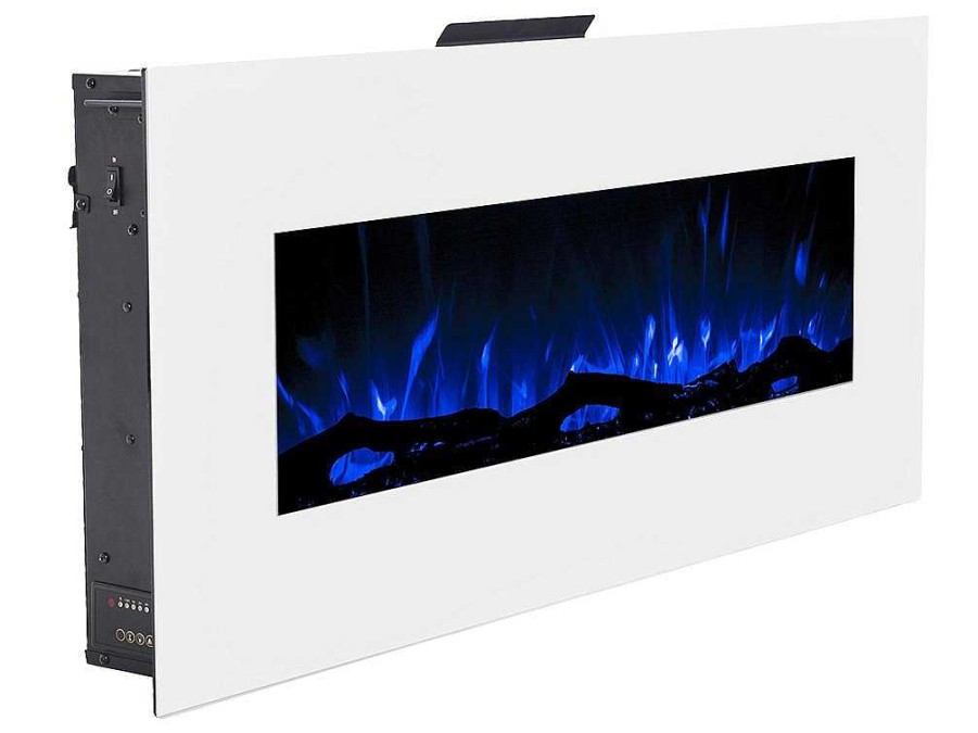 Lareira Eletrica | FLAMATECH Lareira Eletrica De Parede Lalita - C110 X L14 X A49 Cm - Branco