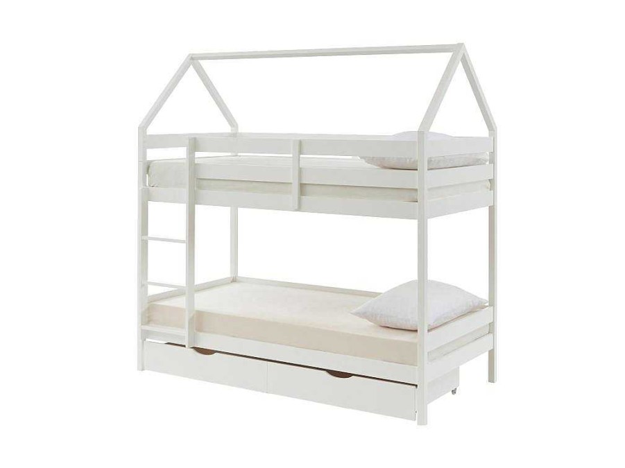 Beliche | Vente-unique Beliche Cabana De 2 X 90 X 190 Cm Com 2 Gavetas Em Pinho Cor Branco - Chori