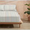 Roupa De Cama | Purline Drap Housse 100% Coton 1 Piece Blanc A Lignes Pastels 140X200