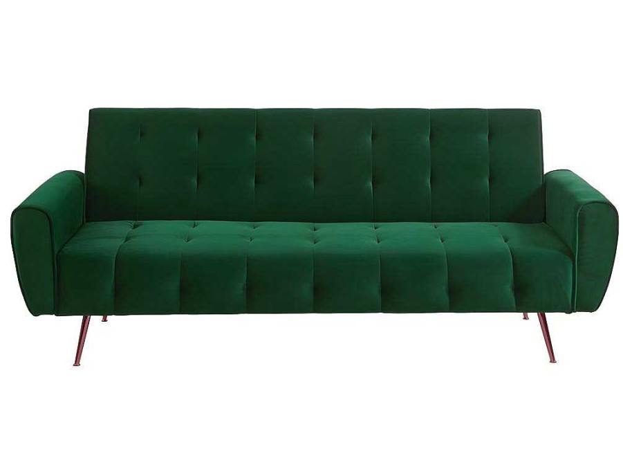 Sofa Cama Clic-Clac E Dobravel | Vente-unique Sofa Cama Clic Calc De 3 Lugares Em Veludo Cinzento Escuro - Polani