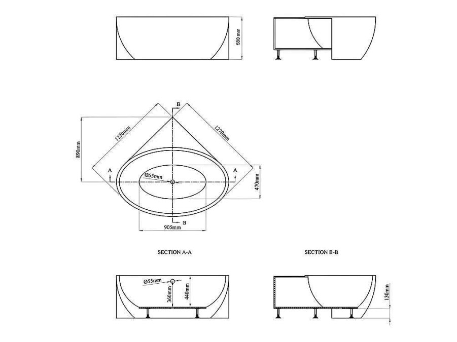 Banheira De Canto | Shower & Design Banheira De Canto De 197 L, Dimensoes 127 X 127 X 58 Cm Cor Branco Em Acrilico - Gourami