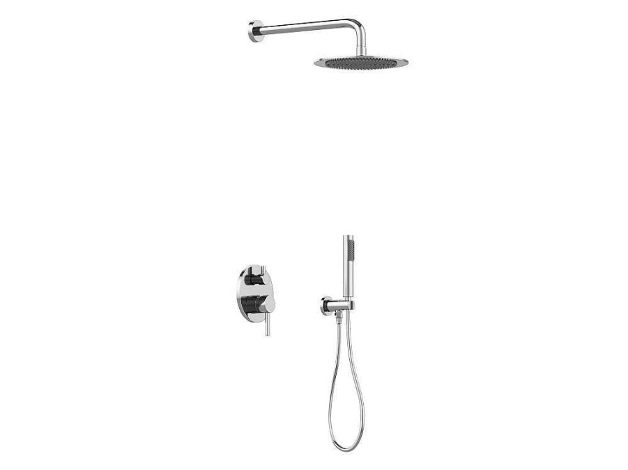 Coluna De Duche | Shower & Design Conjunto De Duche Encastravel Com Torneira Misturadora Mecanica Cor Niquel Escovado - Tamise