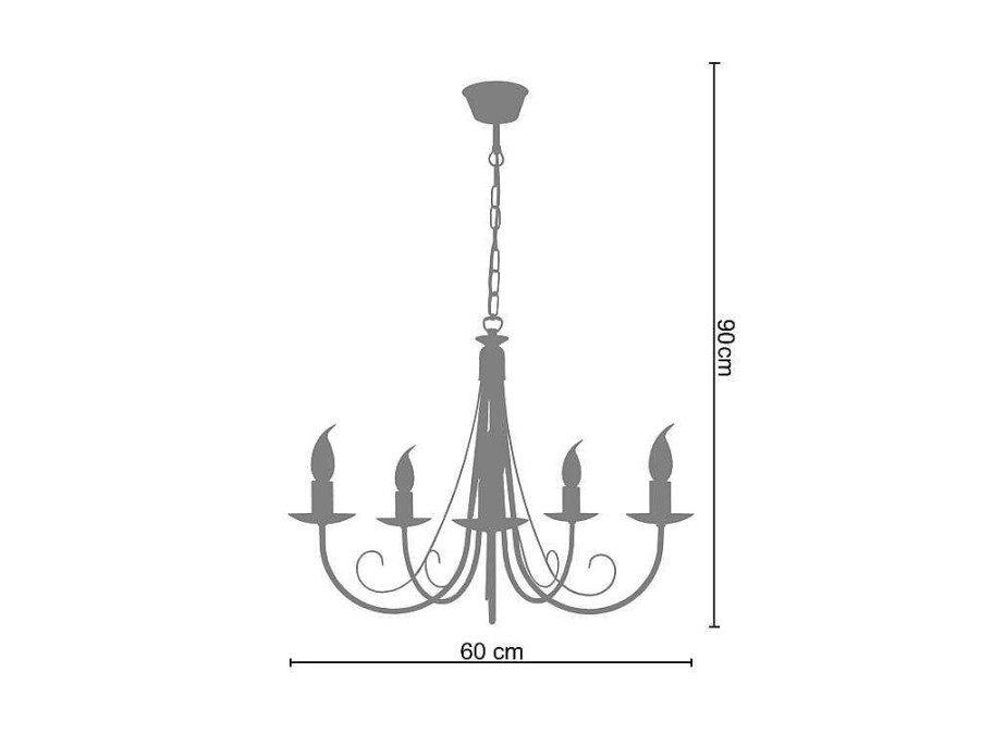 Lustre | TOSEL Lustre Tosel Cote D'Ivoire Lampada Decorativa Braco Cinza D60 X H90 Cm