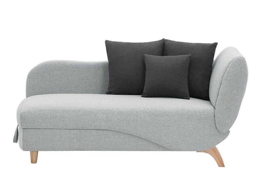 Chaise Longue | Vente-unique Chaise-Longue Esquerda Convertivel Em Tecido Cinza-Claro Com Espaco De Arrumacao - Penelope