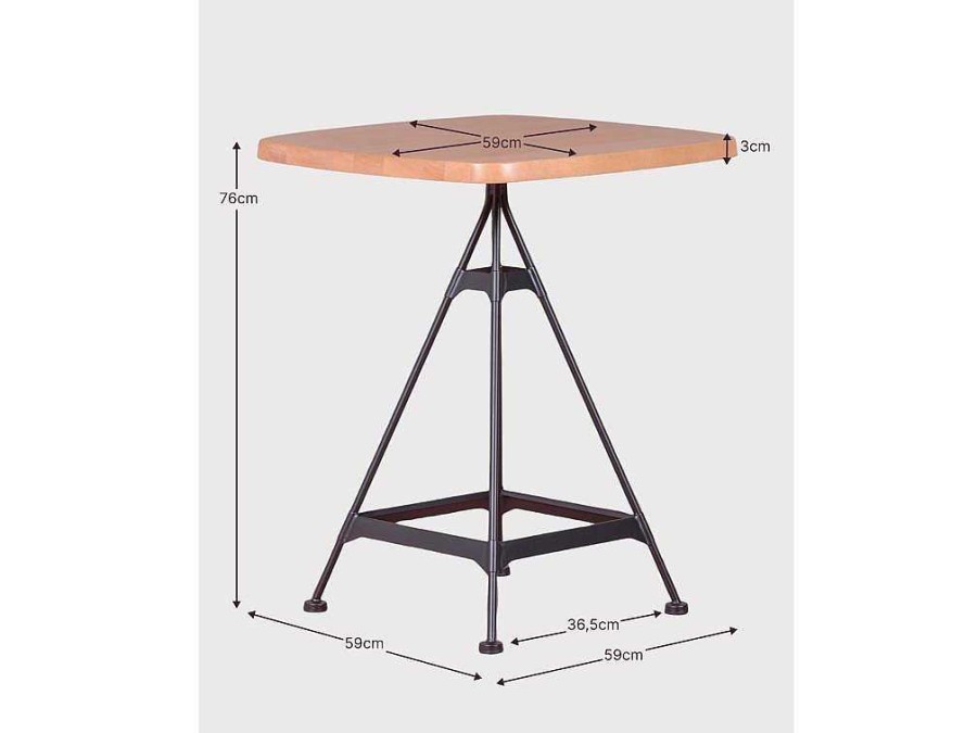 Mesa De Apoio | Vente-unique Mesa Alta Industrial Em Madeira De Faia E Aco Lacado (60X60Cm) - Amadeus - Faia Natural