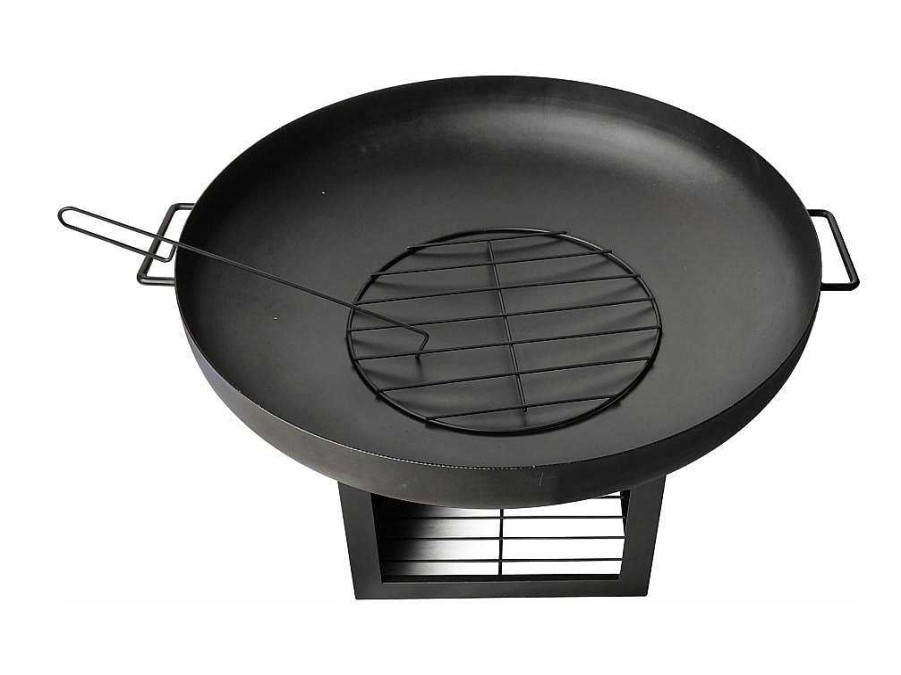 Barbecue, Braseiro De Jardim, Plancha | Purline Brasero De Jardin Avec Couvercle Et Rangement En Acier Noir