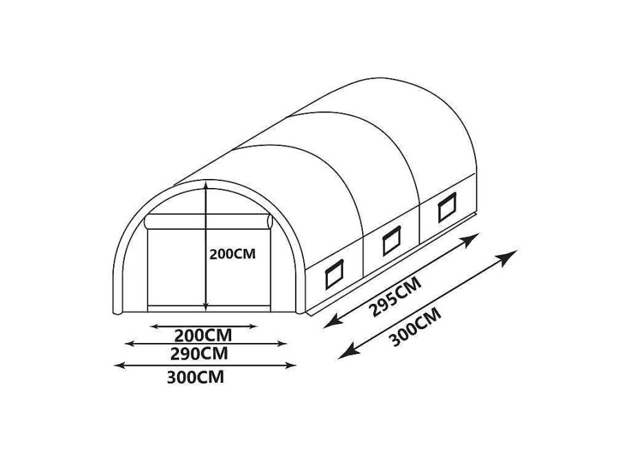 Estufas De Jardim | EXPERTLAND Estufa Em Tunel Ipomea 9M - Comp.300 X Larg.300 X Alt.200 Cm