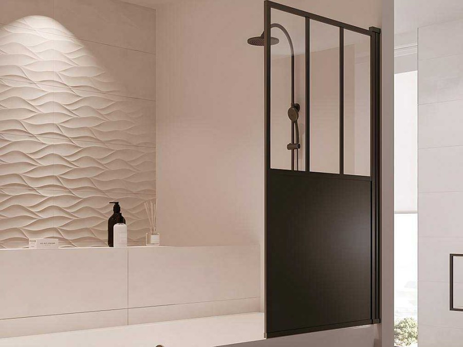 Resguardo De Banheira | Shower & Design Painel De Banheira Preto Mate Estilo Atelier 80X140 Cm - Urbanik