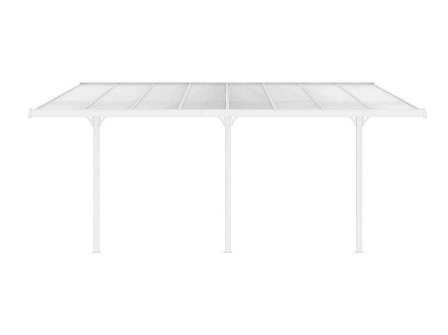 Pergola, Coreto, Quiosque | EXPERTLAND Pergola Abrigo Para Carros Adossado Aluminio 15,1 M Branco - Alvaro