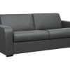 Sofa Cama De Abertura Rapida | Vente-unique Sofa De 3 Lugares Convertivel Abertura Rapida Em Couro Cinza Colchao 18 Cm - Bevis