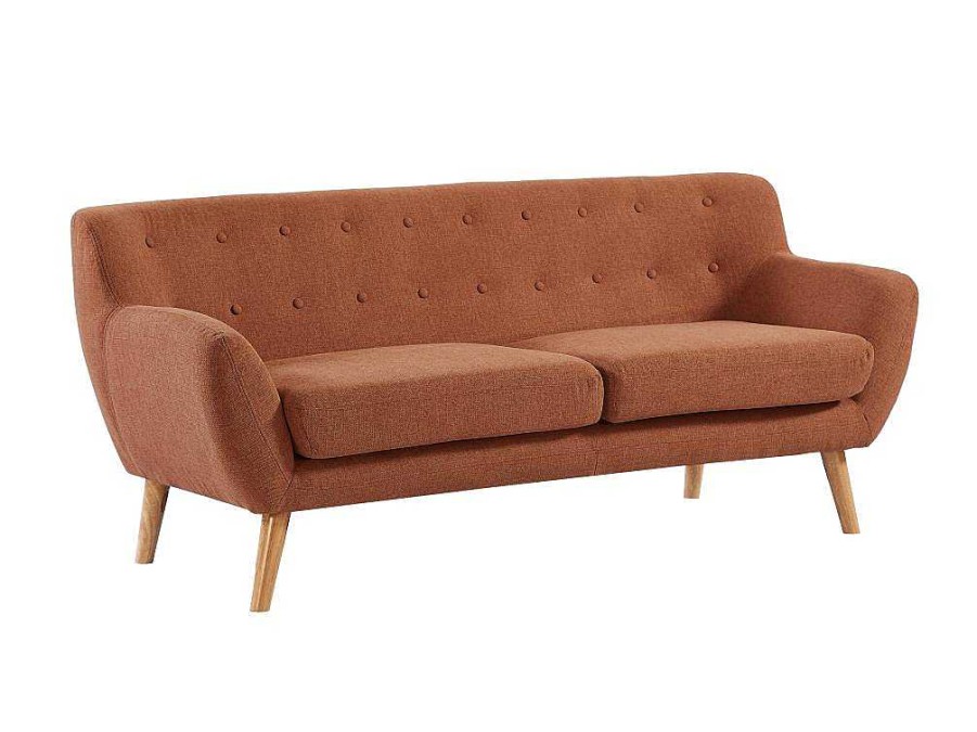 Conjunto Sofa E Poltrona | Vente-unique Sofa De 3 Lugares E Poltrona Em Tecido Laranja - Serti Ii