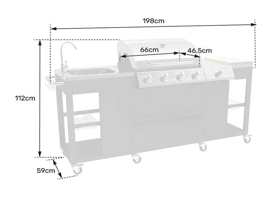 Barbecue, Braseiro De Jardim, Plancha | Happy Garden Cozinha Exterior Texas - 4+1 Queimadores