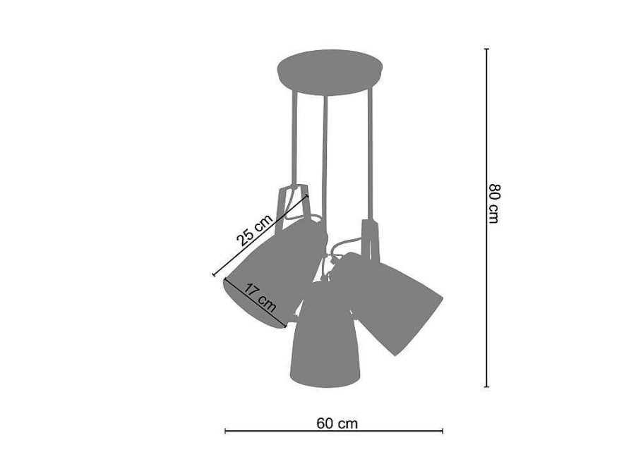 Lustre | TOSEL Suspensao Tosel Larsen Metal Conjunto Preto D40 X H100 Cm