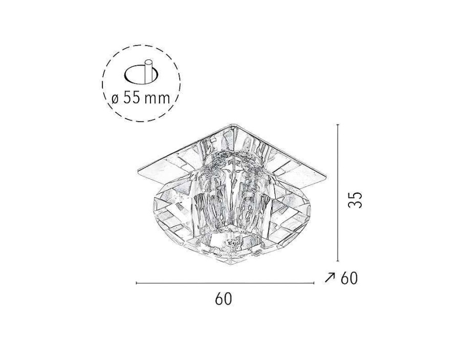 Promocoes Decoracao | EPIKASA Lampada De Tecto Cristaldream, Cromio, 60X60X35 Cm, Epikasa