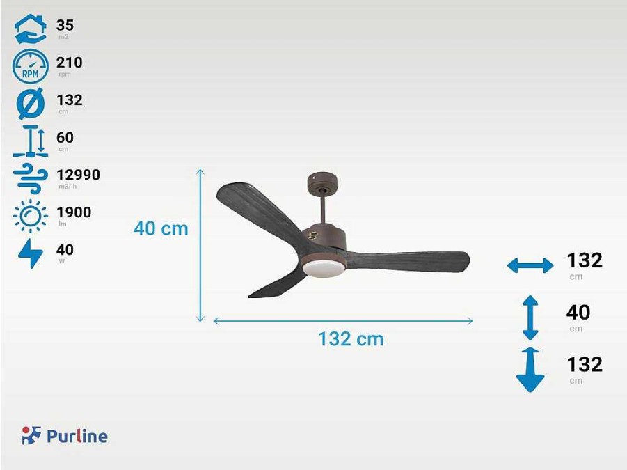 Ventilador | Purline Ventilador De Tecto Reversivel Termostato Regulavel Termostato Wifi Motor Dc Tectos Inclinados Controlo Remoto Luz De Tres Tons Memoria Hipersilenciosa