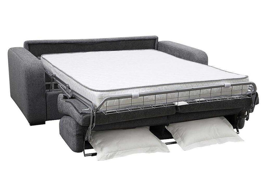 Sofa Cama De Abertura Rapida | Vente-unique Sofa De 3 Lugares Convertivel De Abertura Rapida Em Tecido Cor Antracite Bevis - Colchao De 14 Cm