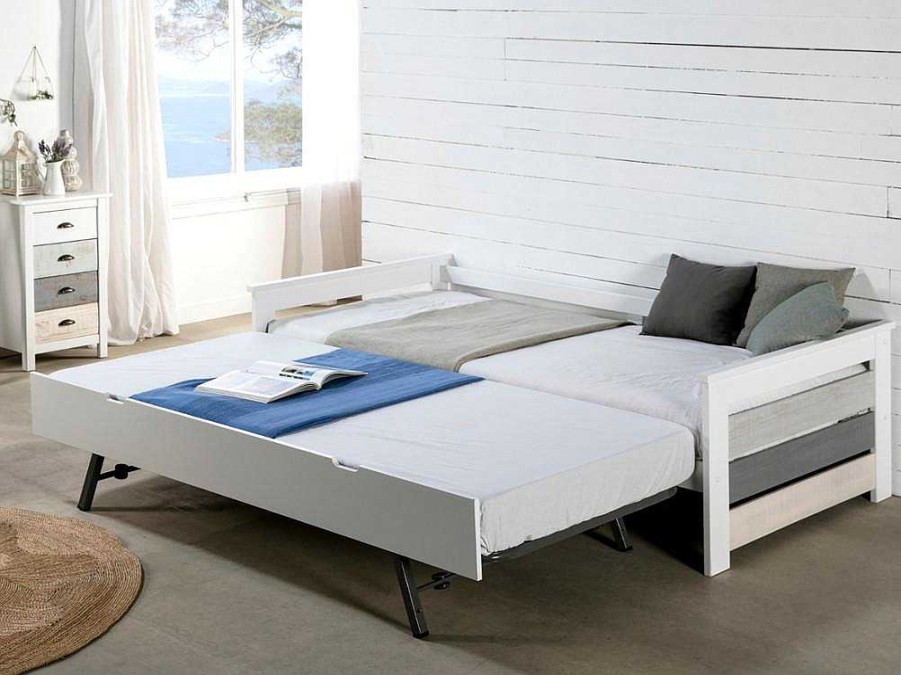 Cama Dupla | Vente-unique Cama Dupla Banco 2X90X190 Cm Mdf Branco - Celiane