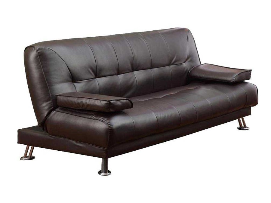 Sofa Cama Clic-Clac E Dobravel | Vente-unique Sofa Cama Clic Clac Em Pele Sintetica Castanho - Maxime