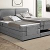 Cama Articulada | Palacio Conjunto Boxspring Cabeceira De Cama Com Leds + Sommier Articulado Eletrico + Colchao + Sobrecolchao 2 X 80 X 200 Cm Tecido Cinzento - Astemi Da Palacio