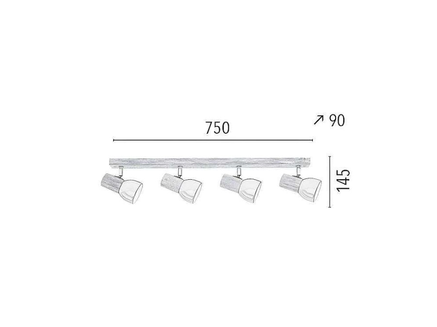 Luz De Teto | EPIKASA Lampada De Tecto Svenda, Carvalho, Cromio, Branco, 75X9X14,5 Cm, Epikasa