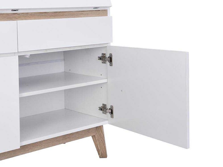 Secretaria | Vente-unique Secretaria Com 2 Portas E 2 Gavetas Mdf Branco E Natural - Rilesa