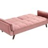 Sofa Cama Clic-Clac E Dobravel | Vente-unique Sofa De 3 Lugares Convertivel Clic-Clac Em Veludo Cor-De-Rosa - Gulcan