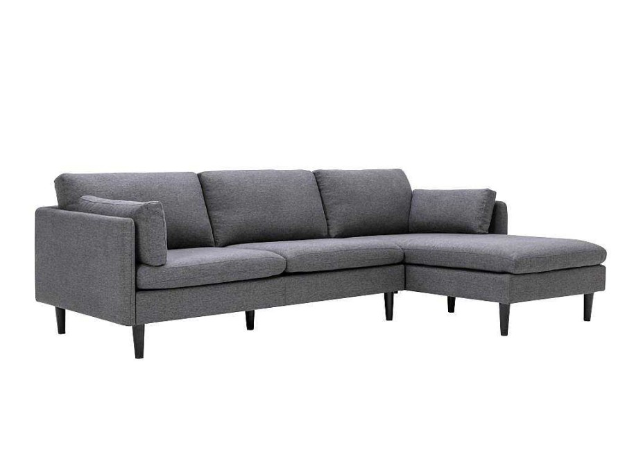 Sofa De 4 Lugares | Vente-unique Sofa De Canto Reversivel Em Tecido Cor Cinza - Makao