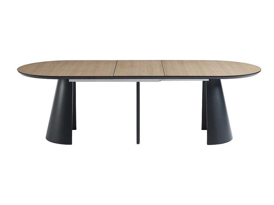 Mesa De Jantar | Vente-unique Mesa De Jantar Extensivel De 8 A 14 Lugares Mdf E Metal Natural Claro E Preto - Felanio