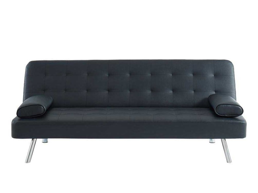 Sofa Cama Clic-Clac E Dobravel | Vente-unique Sofa Clic-Clac Em Pele Sintetica Preto - Michelle Ii