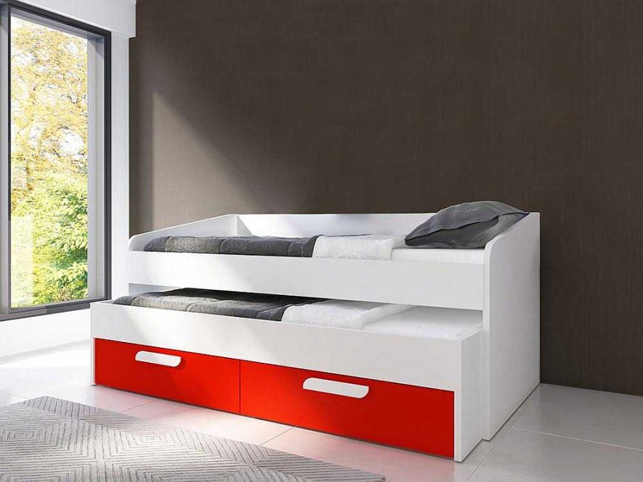 Cama Dupla | Vente-unique Cama Dupla Adams (190 90 Cm)(Vermelho)