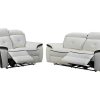 Conjunto De Sofa | Vente-unique Sofa De 3+2 Lugares Relax Eletrico Em Pele Branco E Antracite - Angelique